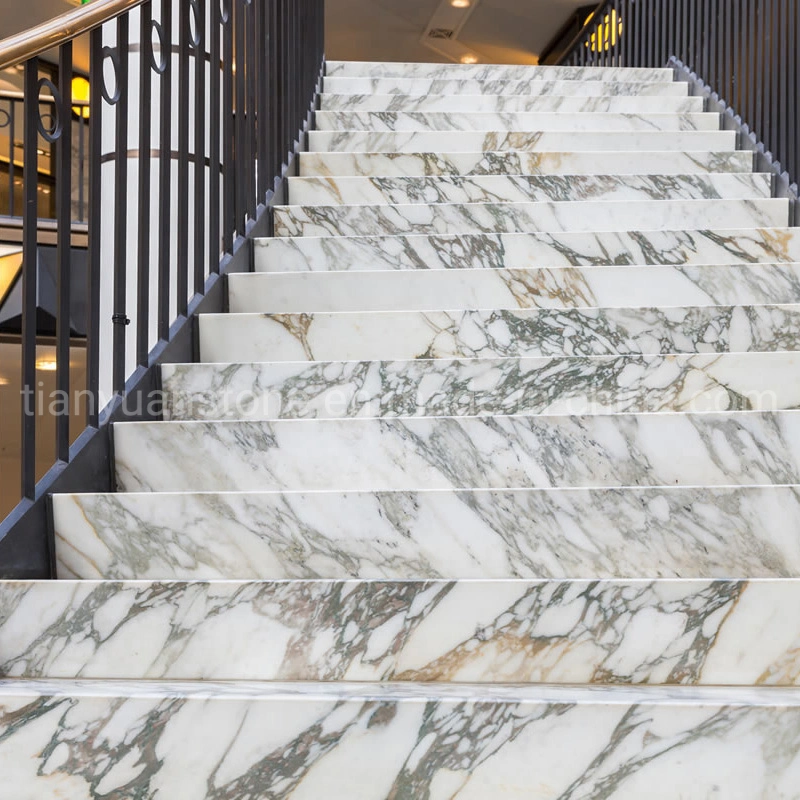 Panda White Indoor Staircase Step Floor Design Marble Tiles for Stairs