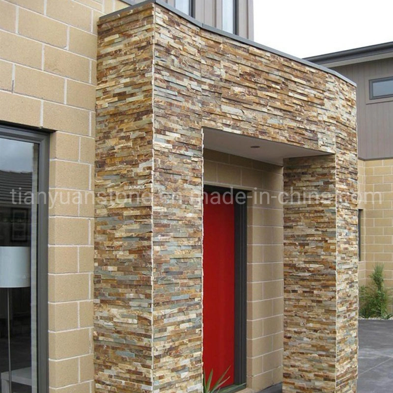 Slate Stacked Stone Column, Mail Post Stone, Entrance Column Stone