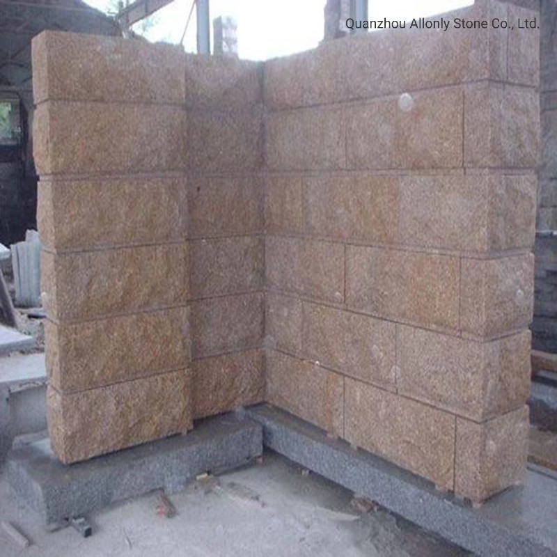 Natural Gold Yellow Granite G682 Mushroom Wall Stone for Outdoor Facade or Cladding