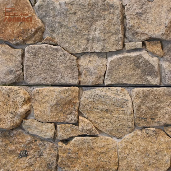 Pietra impilata in ardesia grigia con cemento sul retro