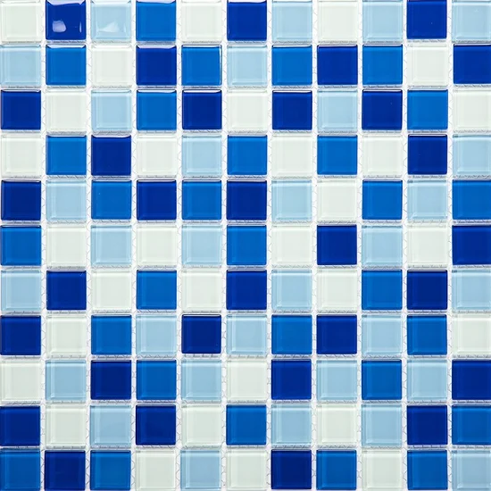 Fiore blu Ceramica Pietra naturale Diamante Lrregolare Getto d'acqua Piastrella per piscina Mosaico Pezzi Accessorio per il bagno Parete in vetro